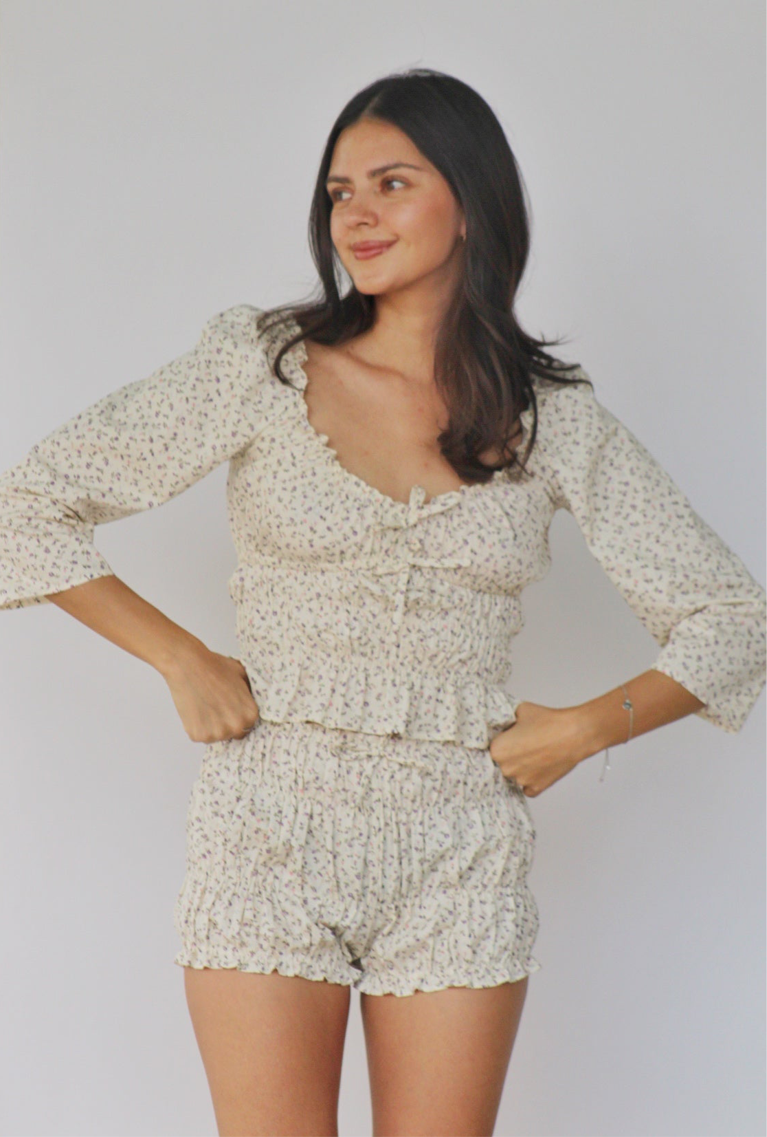 Blusa manga 3/4 flores