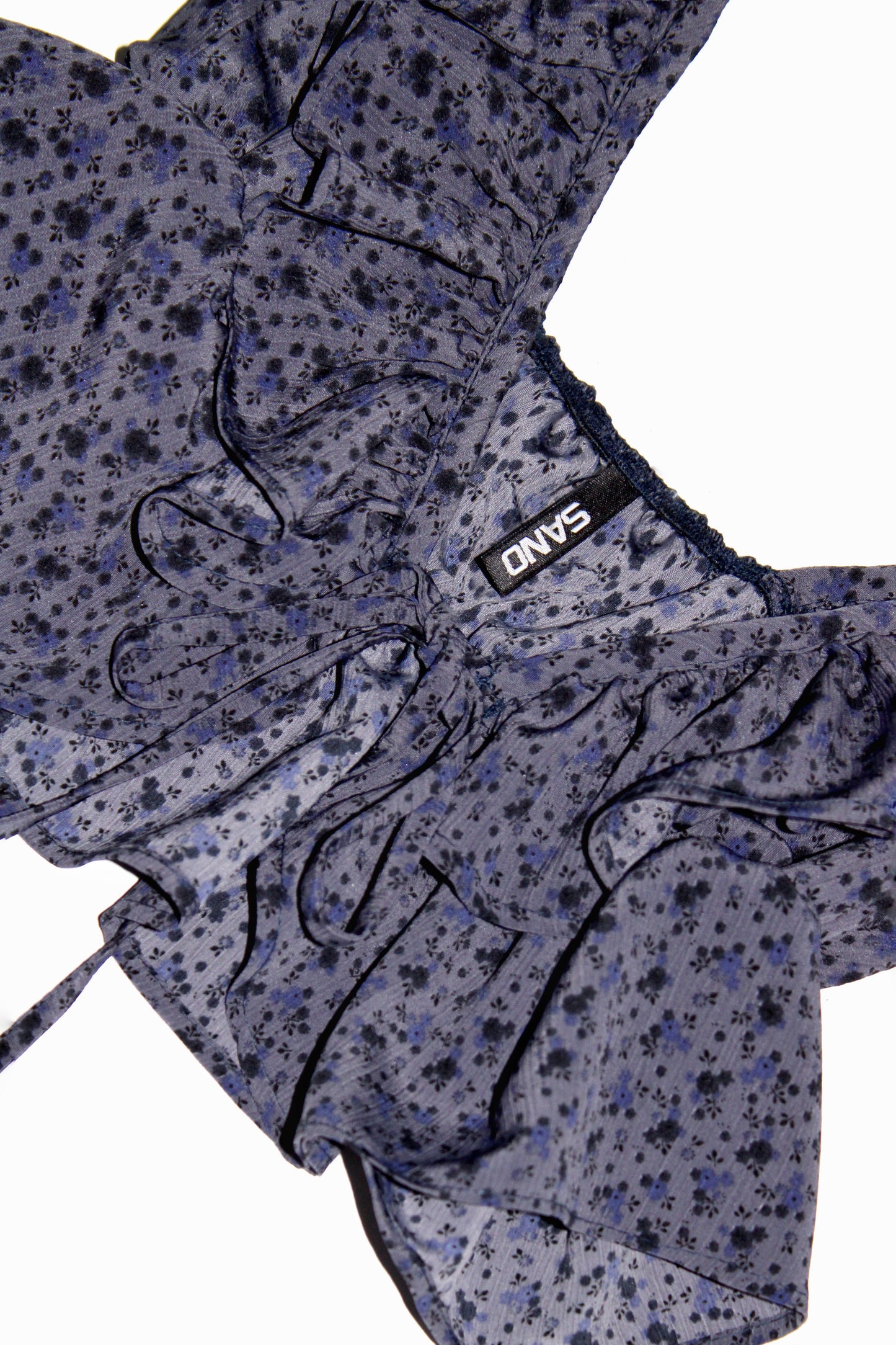 Blusa volantes azul marino
