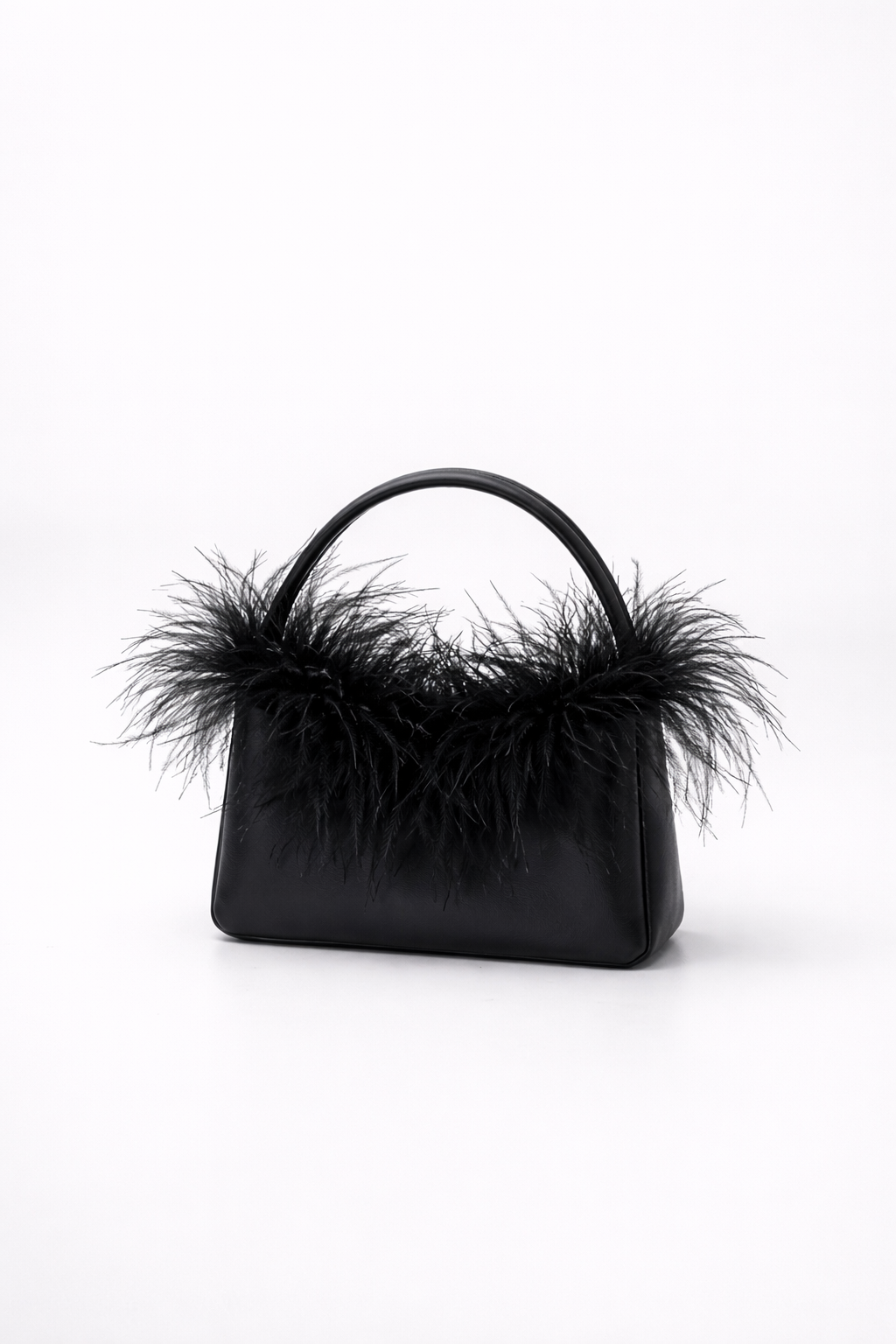 Bolso de mano plumas negro