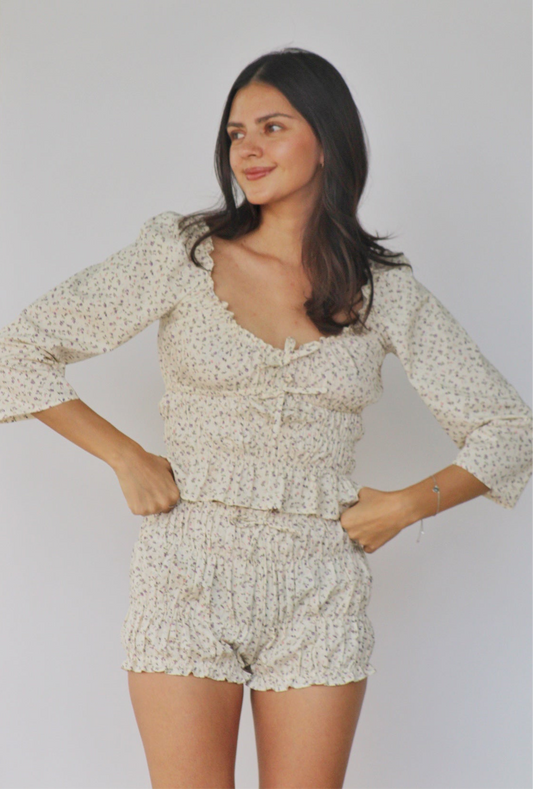 Blusa manga 3/4  flores