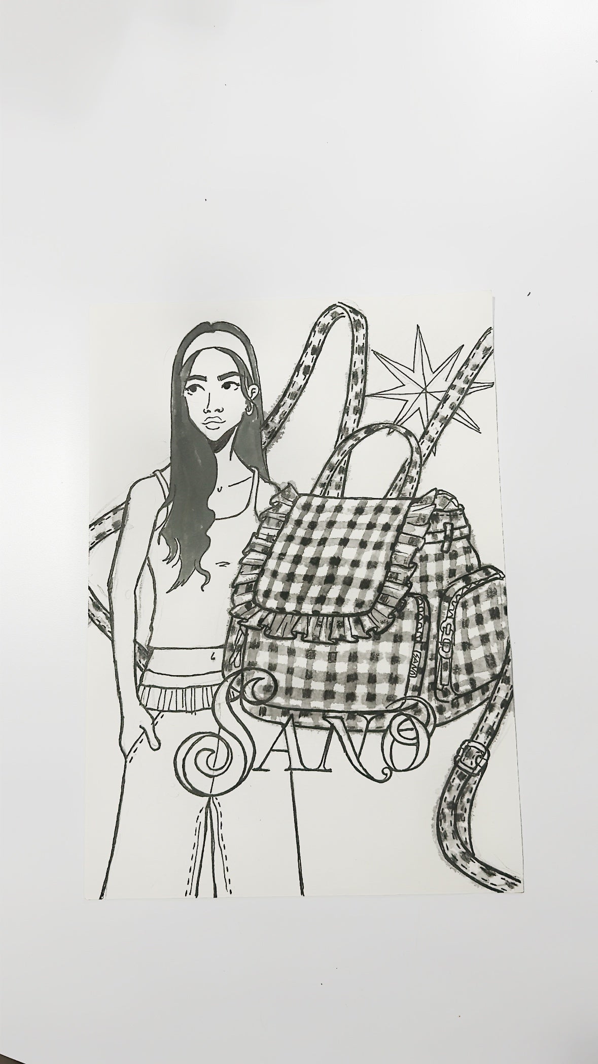 Mochila volantes blanco y negro