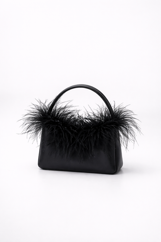 Bolso de mano plumas negro