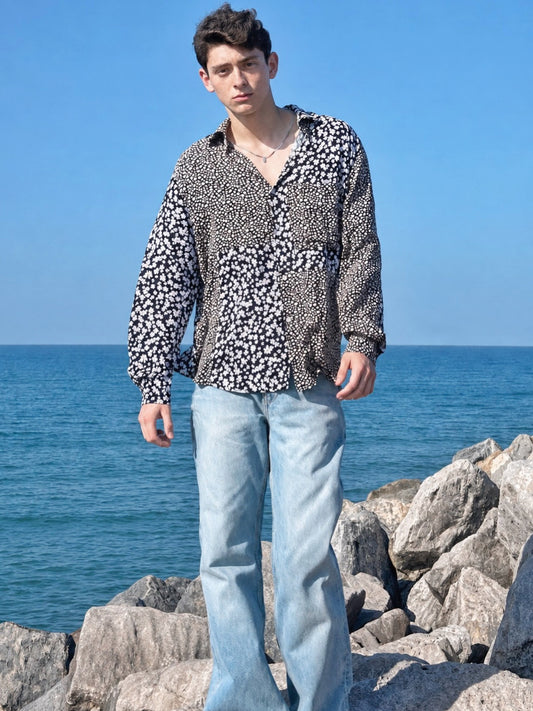 Camisa patchwork manga larga