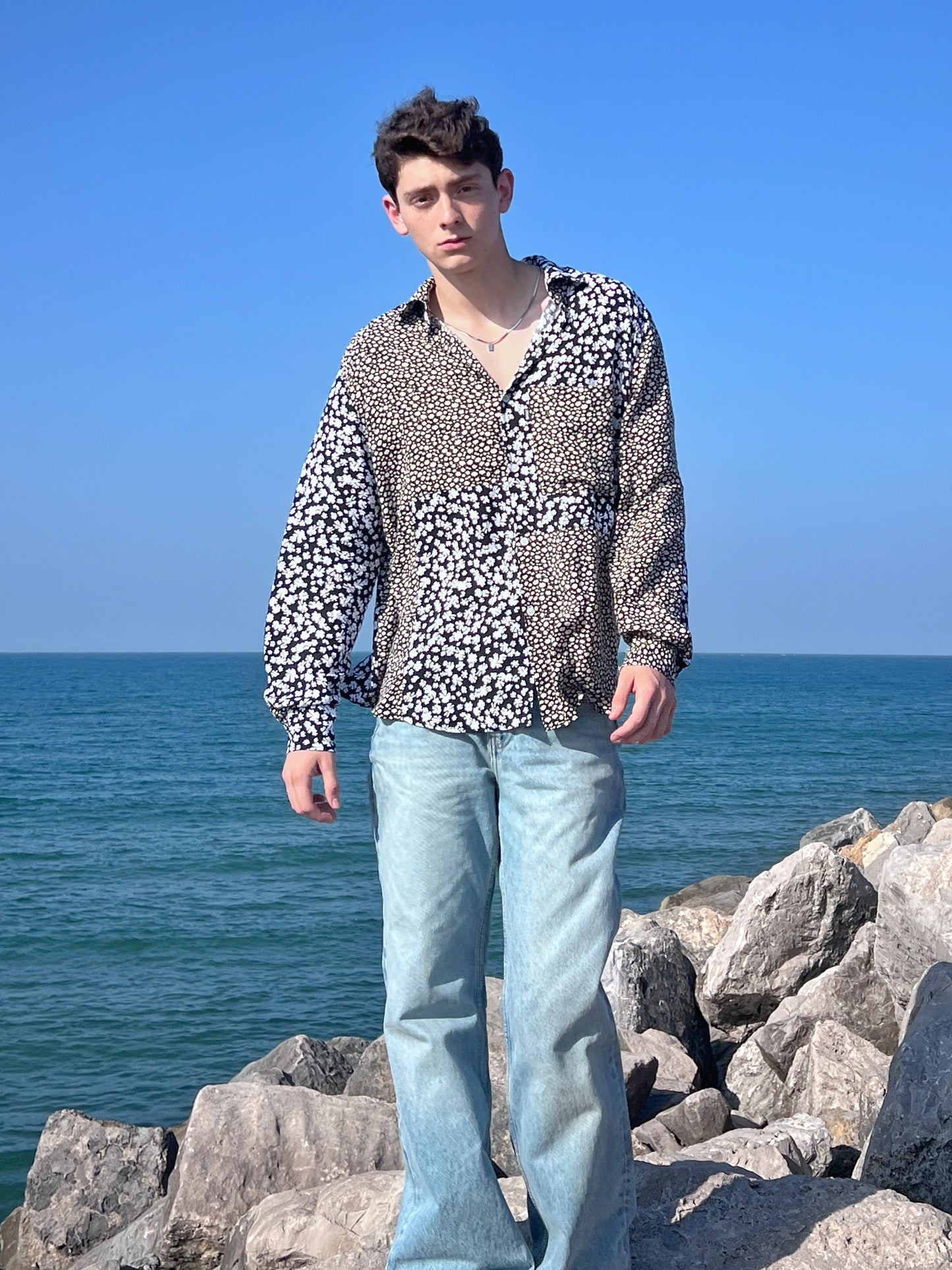 Camisa patchwork manga larga
