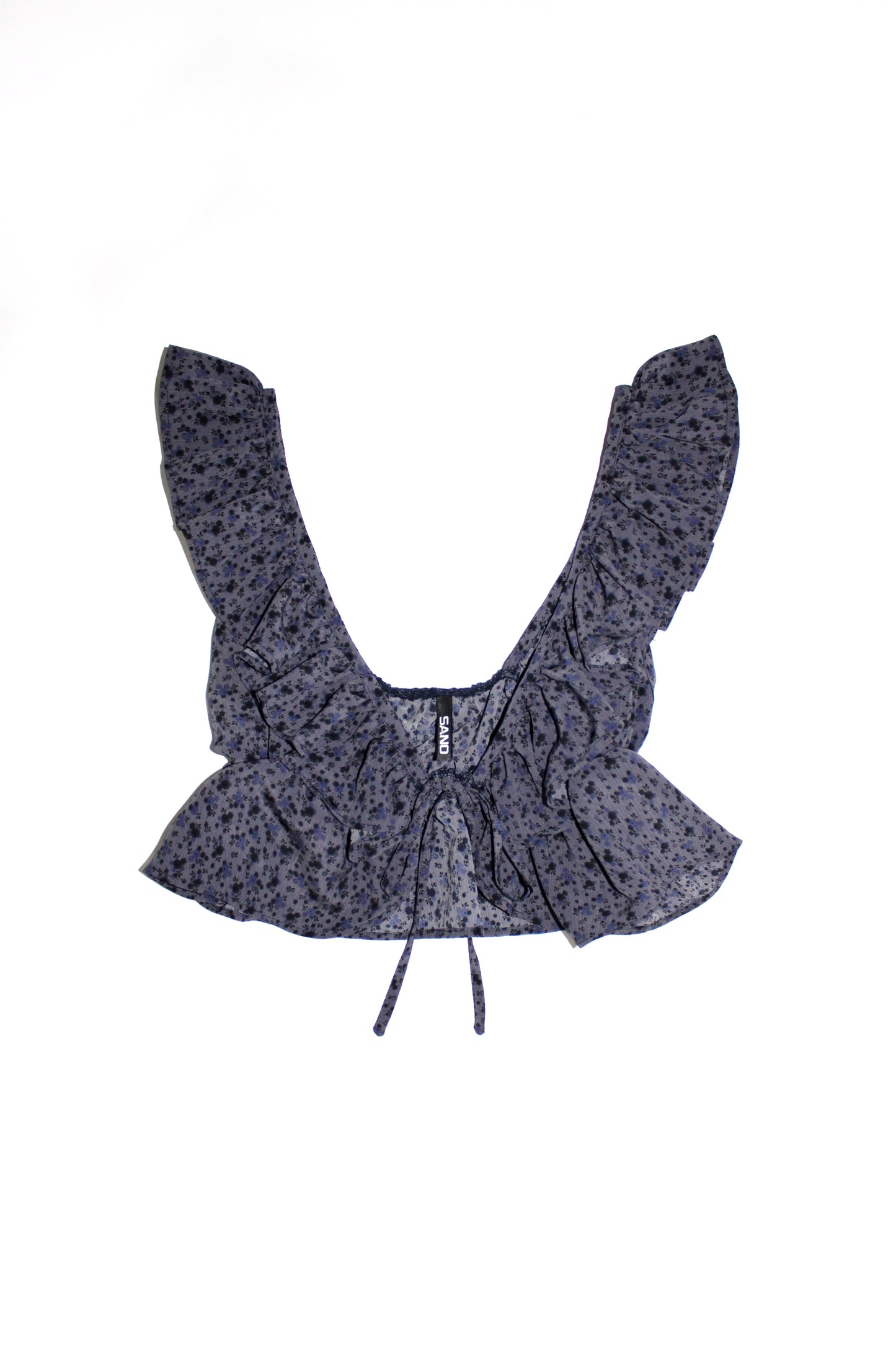 Blusa volantes azul marino